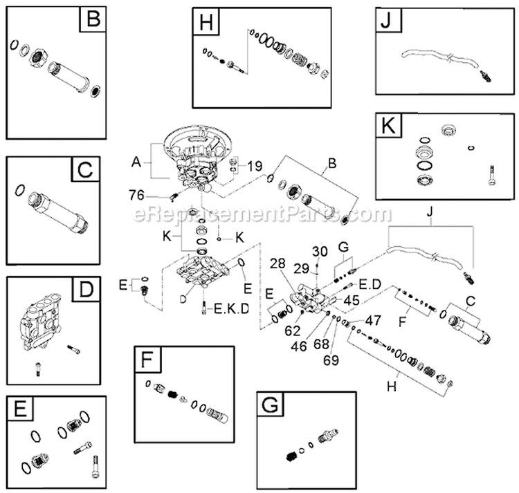 Page B Diagram and Parts List for 020288-0  Briggs and Stratton Pressure Washer